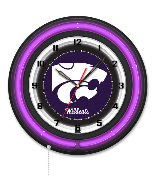 Kansas State University Black Case Neon Clock