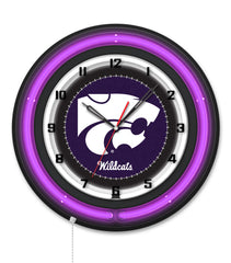 Kansas State University Black Case Neon Clock