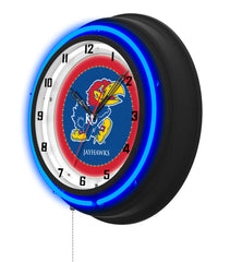 University of Kansas Black Case Neon Clock