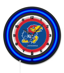 University of Kansas Black Case Neon Clock