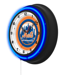 New York Mets Black Case Neon Clock