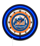 New York Mets Black Case Neon Clock