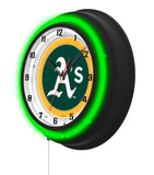 Oakland Athletics Black Case Neon Clock