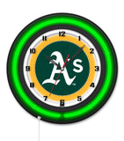 Oakland Athletics Black Case Neon Clock