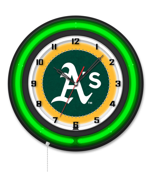 Oakland Athletics Black Case Neon Clock