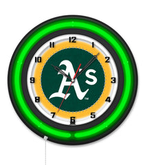 Oakland Athletics Black Case Neon Clock