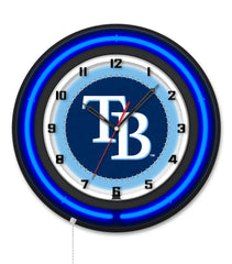 Tampa Bay Rays Black Case Neon Clock