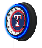 Texas Rangers Black Case Neon Clock