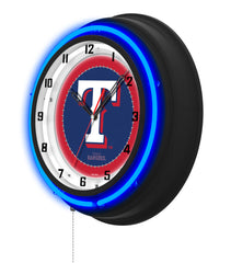 Texas Rangers Black Case Neon Clock