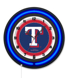 Texas Rangers Black Case Neon Clock