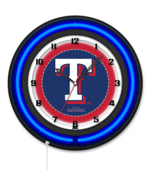 Texas Rangers Black Case Neon Clock