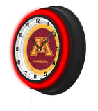 University of Minnesota Black Case Neon Clock
