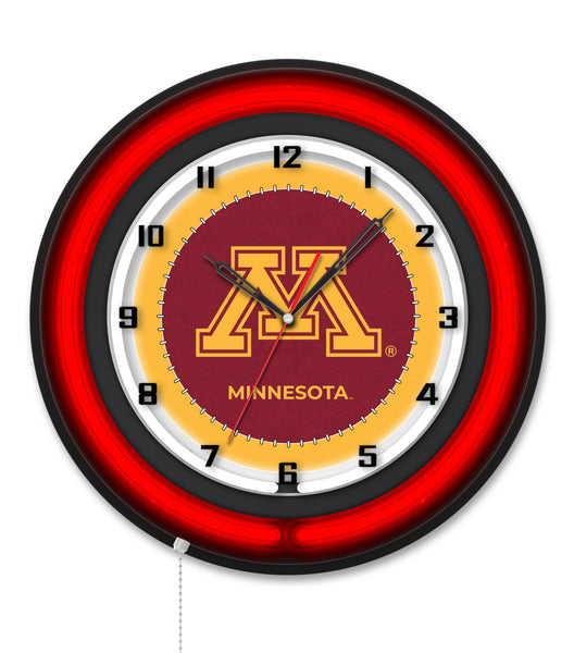 University of Minnesota Black Case Neon Clock