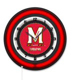 University of Maryland Black Case Neon Clock