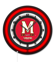 University of Maryland Black Case Neon Clock