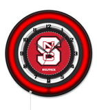 North Carolina State University Black Case Neon Clock