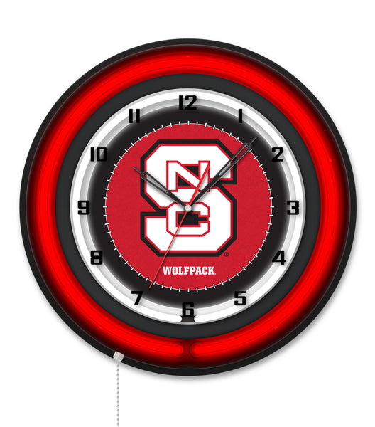 North Carolina State University Black Case Neon Clock
