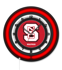 North Carolina State University Black Case Neon Clock
