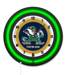 Notre Dame (Leprechaun) Black Case Neon Clock