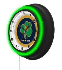 Notre Dame (Shamrock) Black Case Neon Clock