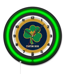 Notre Dame (Shamrock) Black Case Neon Clock