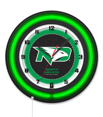 University of North Dakota Black Case Neon Clock