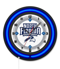 University of North Florida) Black Case Neon Clock