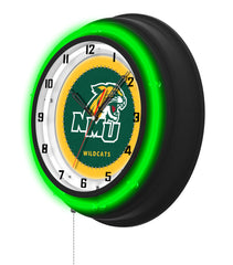 Northern Michigan University Black Case Neon Clock