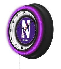 Northwestern University Black Case Neon Clock