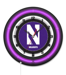 Northwestern University Black Case Neon Clock