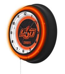 Oklahoma State University Black Case Neon Clock