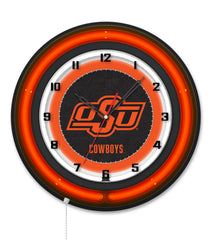 Oklahoma State University Black Case Neon Clock