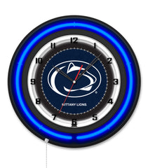 Pennsylvania State University Black Case Neon Clock