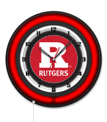 Rutgers Black Case Neon Clock