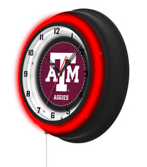 Texas A&M Black Case Neon Clock