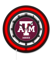 Texas A&M Black Case Neon Clock