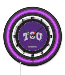 Texas Christian University Black Case Neon Clock