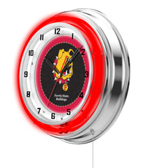 19" Ferris State Neon Clock | FSU Bulldogs Retro Neon Clock
