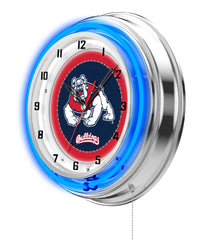 19" Fresno State Neon Clock | FSU Bulldogs Retro Neon Clock