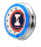 19" Illinois Fighting Illini Logo Neon Clock