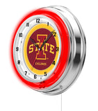 19" Iowa State Cyclones Neon Clock
