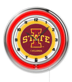 19" Iowa State Cyclones Neon Clock