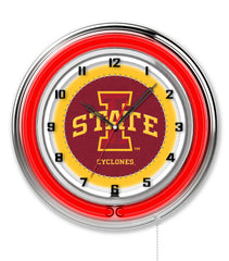19" Iowa State University Cyclones Logo Neon Clock