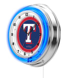19" Texas Rangers Neon Clock