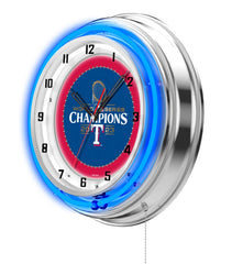 19" Texas Rangers 2023 World Series Champions Neon Clock