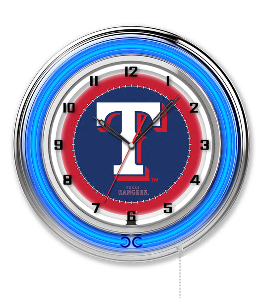 19" Texas Rangers Neon Clock