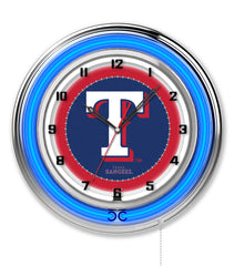 19" Texas Rangers Neon Clock