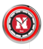 19" Nebraska Neon Clock | UN Cornhuskers Retro Neon Clock
