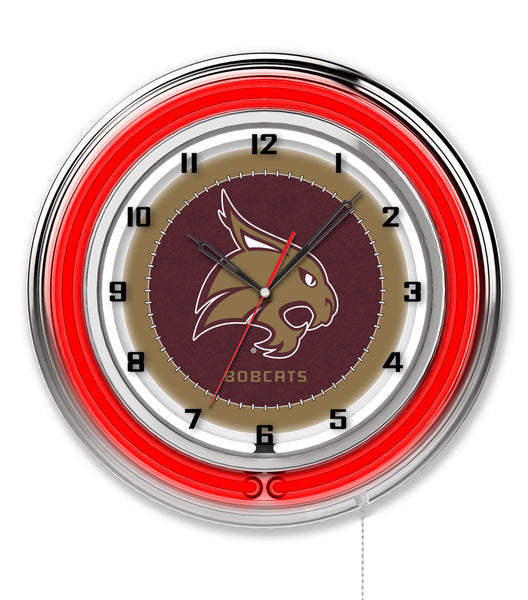 19" Texas State Neon Clock | TSU Bobcats Retro Neon Clock