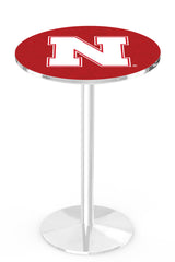 L214 Chrome Nebraska Cornhuskers Pub Table